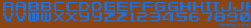 FZeroGbaText1-fontti – siniset fontit ruskealla taustalla