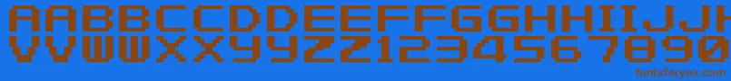 フォントFZeroGbaText1 – 茶色の文字が青い背景にあります。