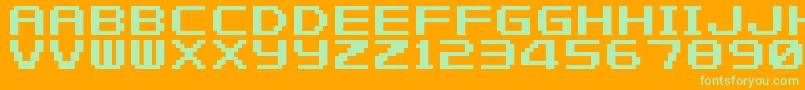 FZeroGbaText1-Schriftart – Grüne Schriften auf orangefarbenem Hintergrund