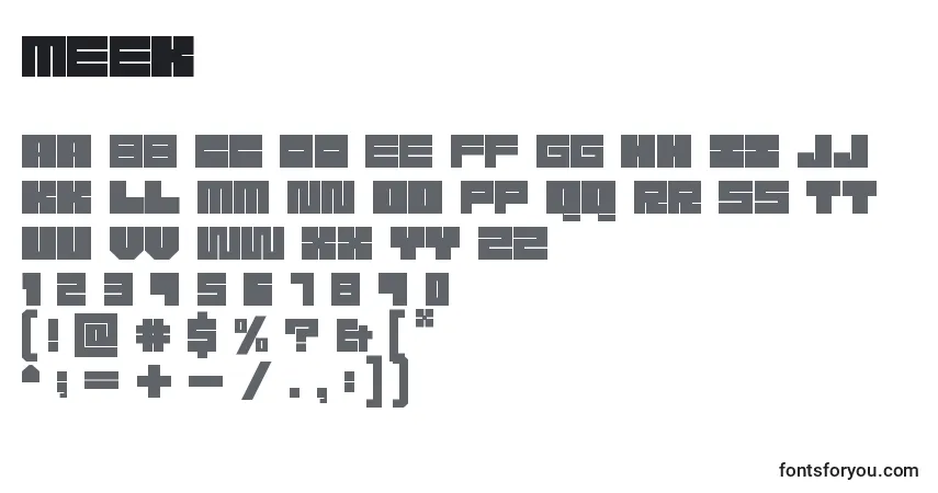 Шрифт Meek – алфавит, цифры, специальные символы