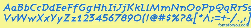 フォントAshbyBoldItalic – 青い文字が黄色の背景にあります。