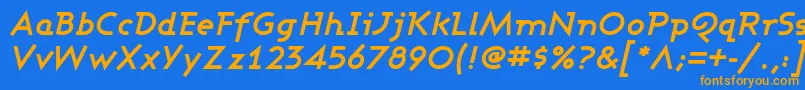 フォントAshbyBoldItalic – オレンジ色の文字が青い背景にあります。