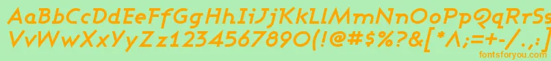 フォントAshbyBoldItalic – オレンジの文字が緑の背景にあります。