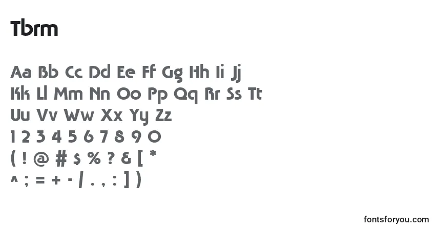 Schriftart Tbrm – Alphabet, Zahlen, spezielle Symbole