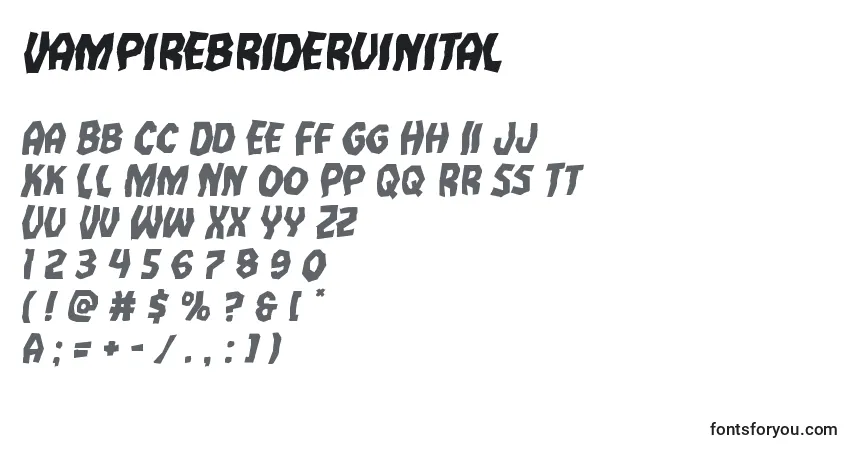 Шрифт Vampirebrideruinital – алфавит, цифры, специальные символы