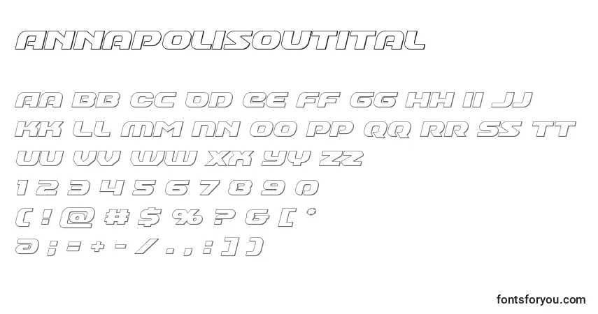 A fonte Annapolisoutital – alfabeto, números, caracteres especiais