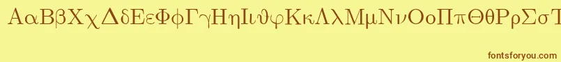 フォントEuclidSymbol – 茶色の文字が黄色の背景にあります。