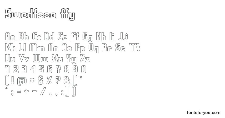 Czcionka Swedfsso ffy – alfabet, cyfry, specjalne znaki