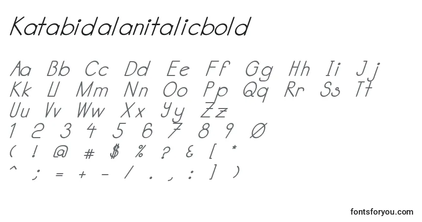 Katabidalanitalicbold-fontti – aakkoset, numerot, erikoismerkit