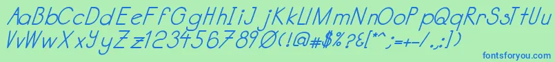 Шрифт Katabidalanitalicbold – синие шрифты на зелёном фоне