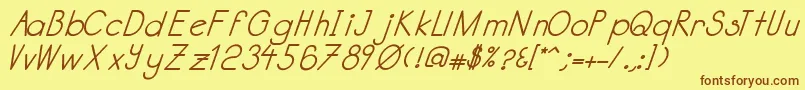 Katabidalanitalicbold-Schriftart – Braune Schriften auf gelbem Hintergrund