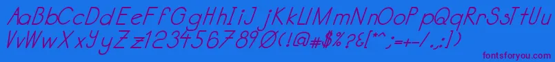 Katabidalanitalicbold-Schriftart – Violette Schriften auf blauem Hintergrund