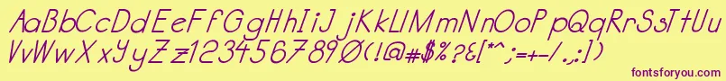 Katabidalanitalicbold-Schriftart – Violette Schriften auf gelbem Hintergrund
