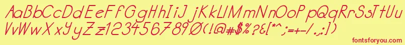 Katabidalanitalicbold-Schriftart – Rote Schriften auf gelbem Hintergrund