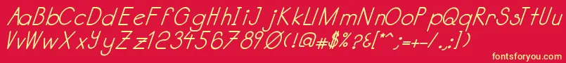 フォントKatabidalanitalicbold – 黄色の文字、赤い背景