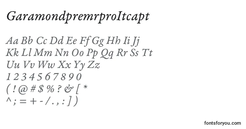 Шрифт GaramondpremrproItcapt – алфавит, цифры, специальные символы
