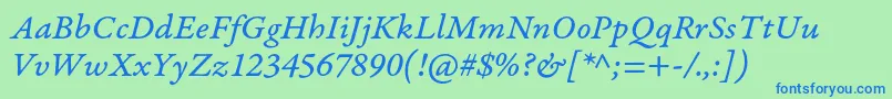 GaramondpremrproItcapt Font – Blue Fonts on Green Background