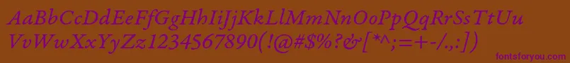 GaramondpremrproItcapt Font – Purple Fonts on Brown Background