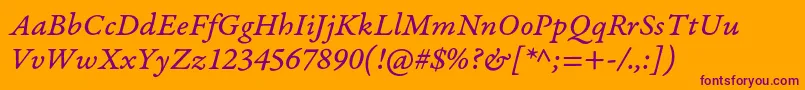 GaramondpremrproItcapt Font – Purple Fonts on Orange Background