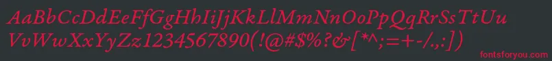 フォントGaramondpremrproItcapt – 黒い背景に赤い文字