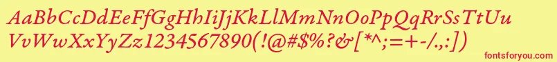 GaramondpremrproItcapt Font – Red Fonts on Yellow Background