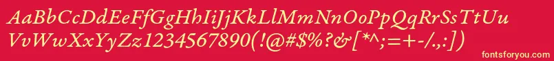 GaramondpremrproItcapt Font – Yellow Fonts on Red Background