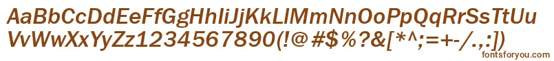 フォントFranklingothmediumgttItalic – 白い背景に茶色のフォント