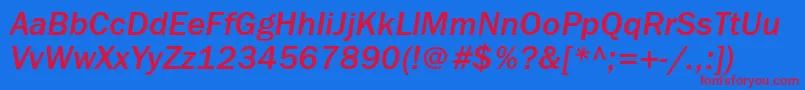 フォントFranklingothmediumgttItalic – 赤い文字の青い背景