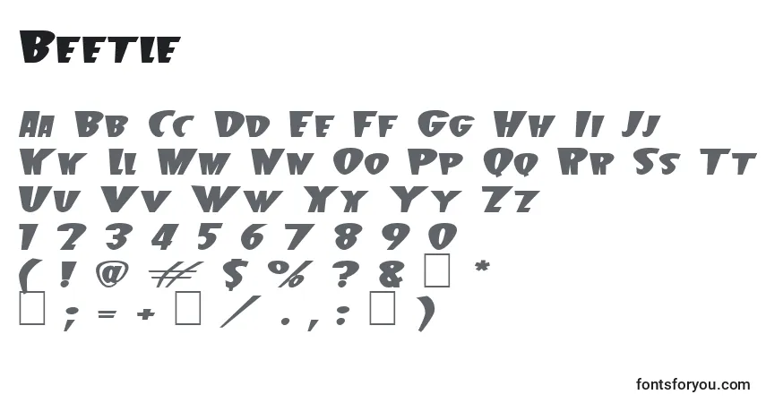 A fonte Beetle – alfabeto, números, caracteres especiais