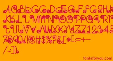 Skinnynavigator font – Red Fonts On Orange Background