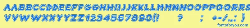 Bubble3DItalic Font – Blue Fonts on Yellow Background