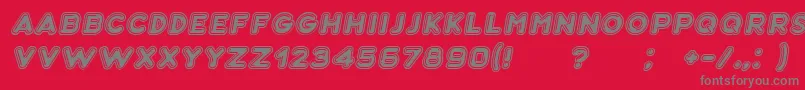 Fonte Bubble3DItalic – fontes cinzas em um fundo vermelho