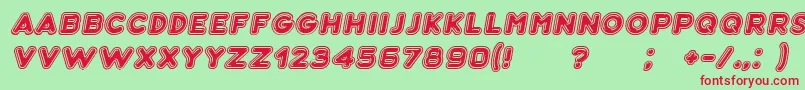 Bubble3DItalic Font – Red Fonts on Green Background