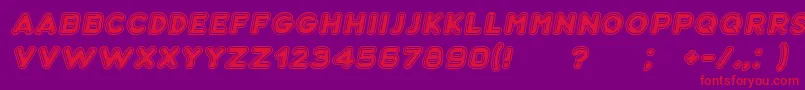 Bubble3DItalic-Schriftart – Rote Schriften auf violettem Hintergrund