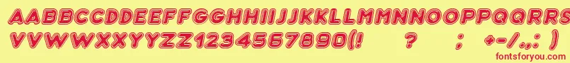 Bubble3DItalic Font – Red Fonts on Yellow Background