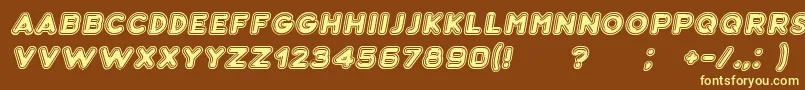 Bubble3DItalic Font – Yellow Fonts on Brown Background