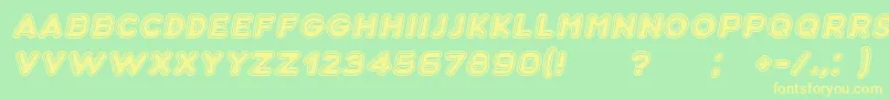Bubble3DItalic Font – Yellow Fonts on Green Background