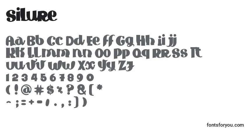 A fonte Silure – alfabeto, números, caracteres especiais
