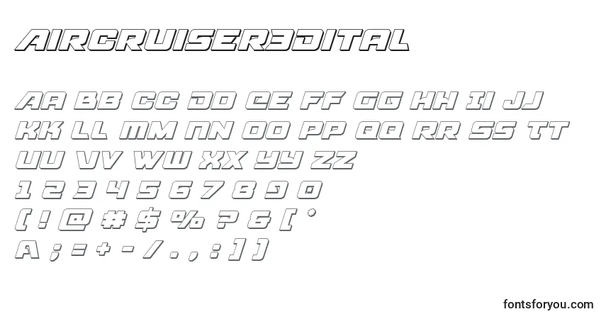 A fonte Aircruiser3Dital – alfabeto, números, caracteres especiais