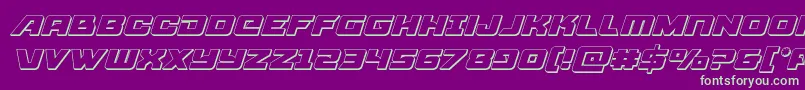 Aircruiser3Dital-Schriftart – Grüne Schriften auf violettem Hintergrund