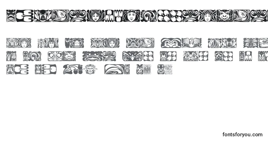 Шрифт Jugendstilornamente – алфавит, цифры, специальные символы