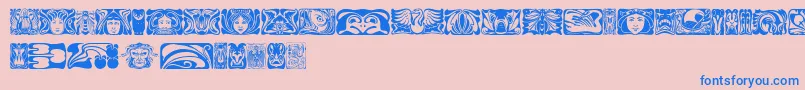 Jugendstilornamente-Schriftart – Blaue Schriften auf rosa Hintergrund