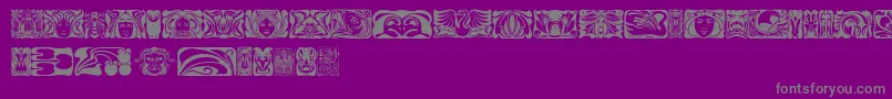 Jugendstilornamente-fontti – harmaat kirjasimet violetilla taustalla