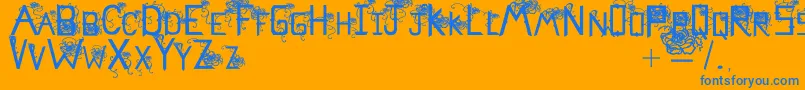 Flowerscube Font – Blue Fonts on Orange Background