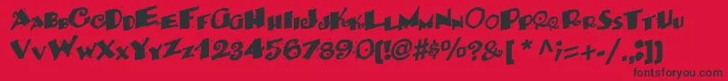 Fonte Backwater52RegularTtcon – fontes pretas em um fundo vermelho