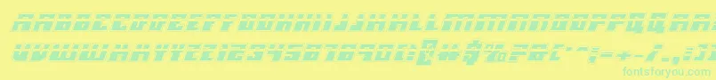 フォントMicronianLaserAcademyItalic – 黄色い背景に緑の文字
