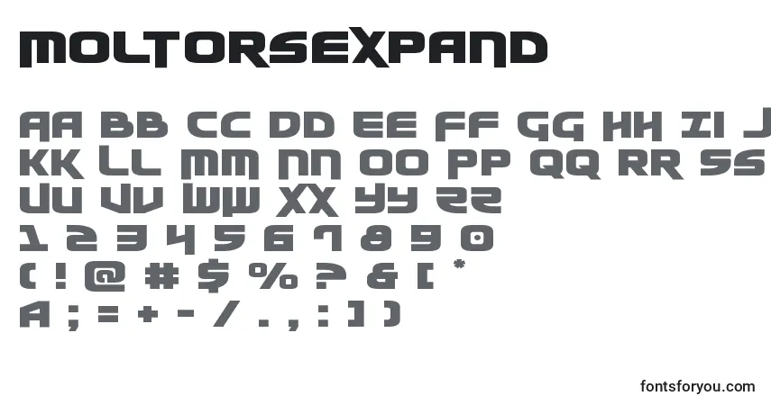 Moltorsexpand-fontti – aakkoset, numerot, erikoismerkit
