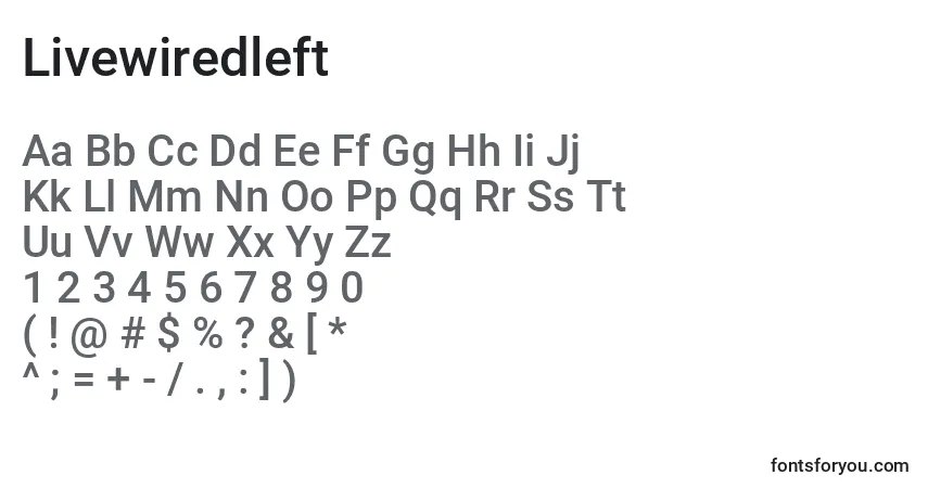 A fonte Livewiredleft – alfabeto, números, caracteres especiais