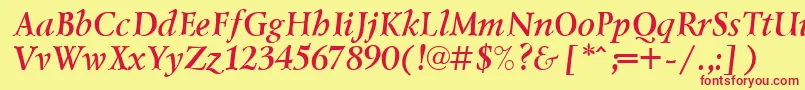 LazurskicttBolditalic Font – Red Fonts on Yellow Background