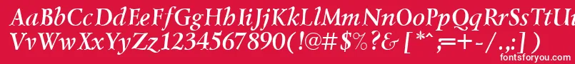Fonte LazurskicttBolditalic – fontes brancas em um fundo vermelho